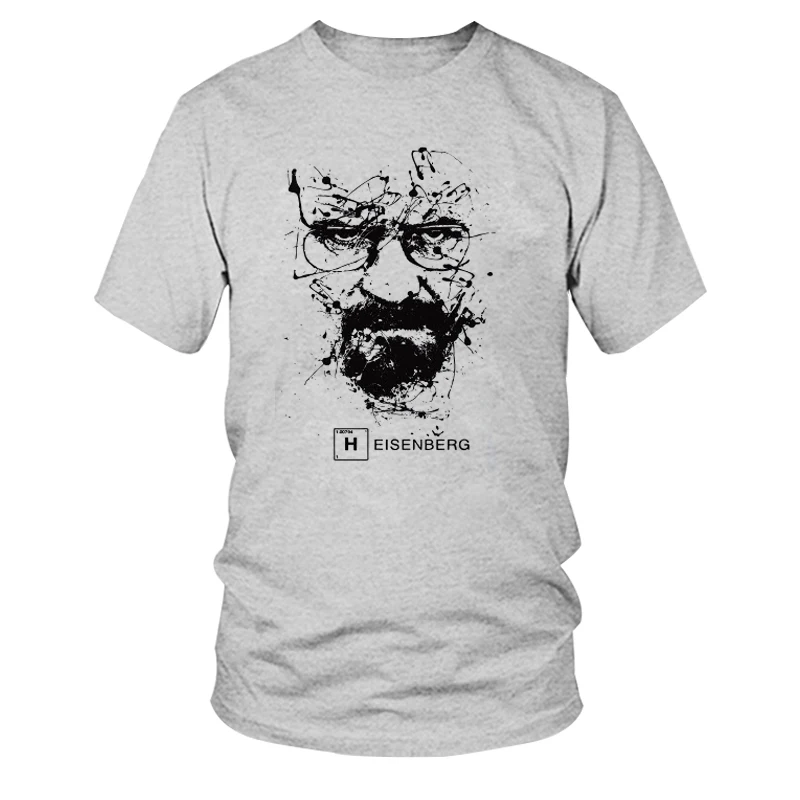 GREY Хлопковая забавная Мужская футболка наивысшего качества heisenberg, повседневная мужская футболка с коротким рукавом и принтом «breaking bad», модная крутая футболка для мужчин - Цвет: GREY
