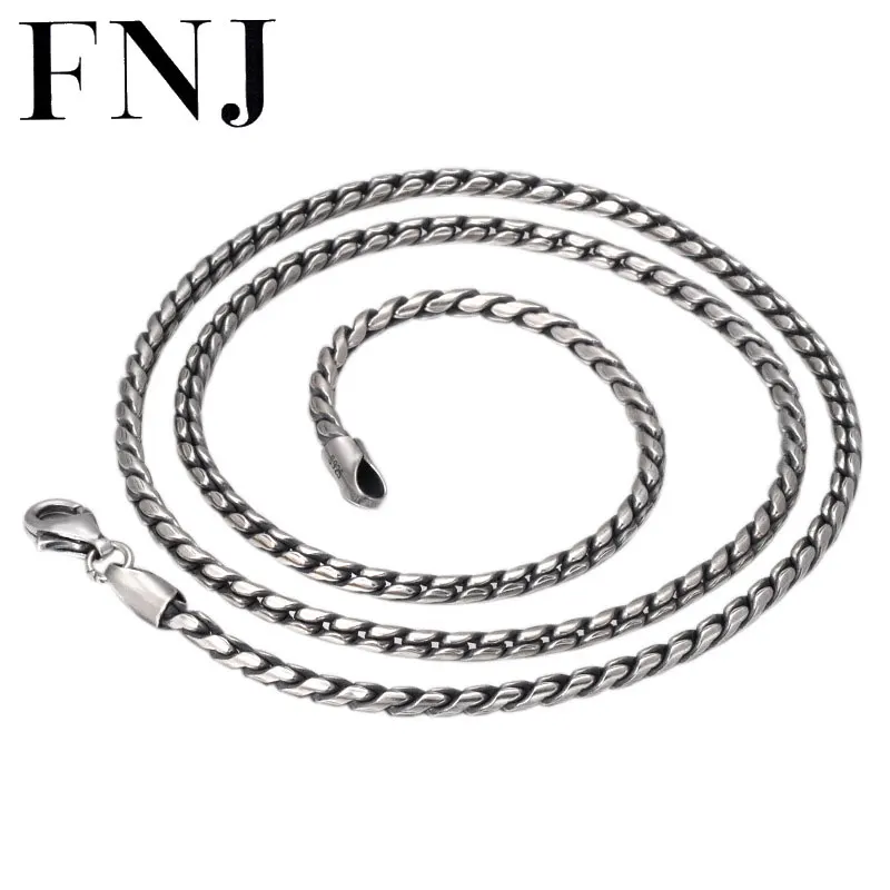 

FNJ 2mm Rope Chain Necklaces 925 Silver 45cm to 75cm Fashion Original S925 Thai Silver Women Men Necklace for Jewelry Making