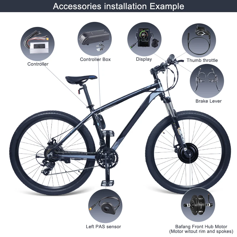 Bafang 48V электрический велосипед 500W переднее мотор 35 км/ч бесщеточный Электрический велосипедный комплект для преобразования двигателя