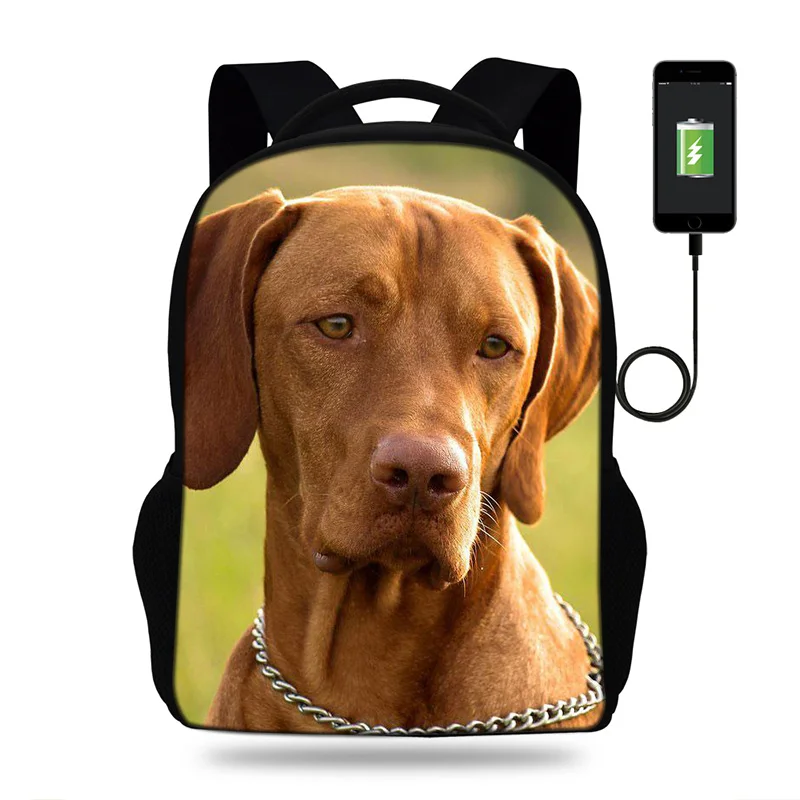 Животные собака vizsla принт рюкзак для подростков мальчиков/девочек мужской