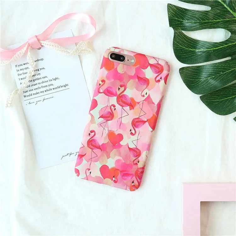 Fashion Cartoon Love Hole Pink Flamingo Phone Case For iphone 7 Puls Cases 6 6s puls PC Hard Slim Back Cover capa | Мобильные