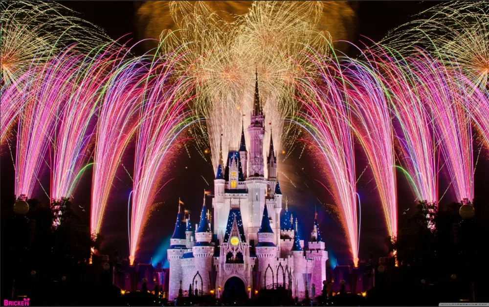 Виниловый фон для студийной фотосъемки 7 Х5 футов с изображением фейерверка замка