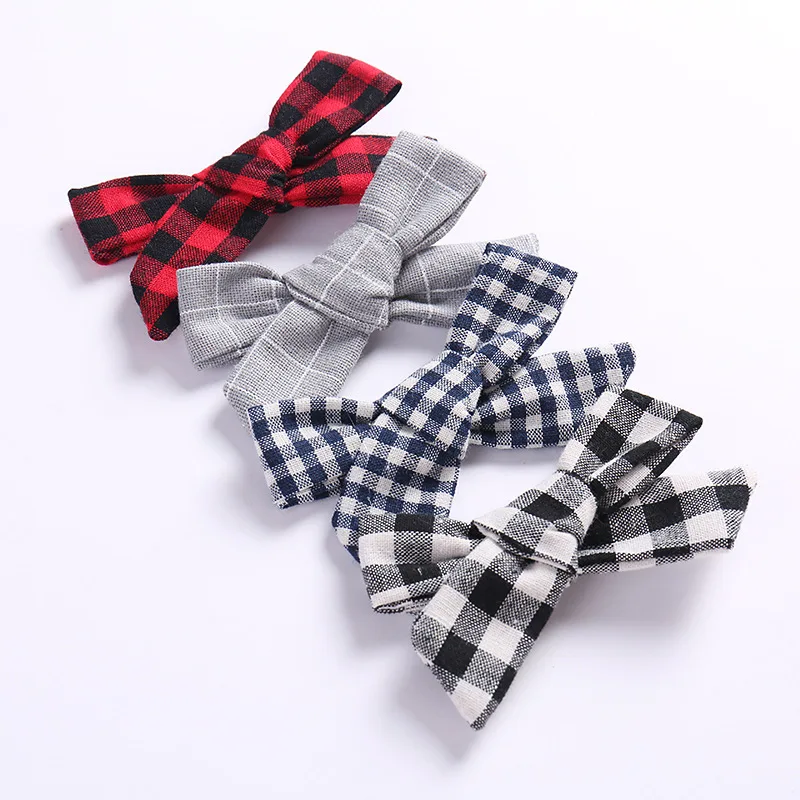 Handtied Linen Fabric Bow Hair Clips or headbands Infant Baby Girls Accessories Shower Gift | Мать и ребенок