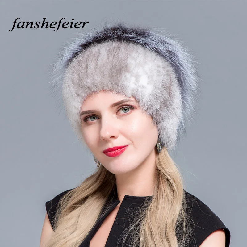 Fanshefeier новые высококачественные шапки из натурального меха норки для женщин лисы