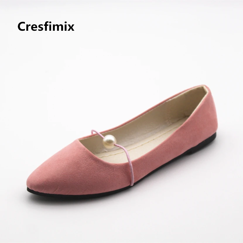 Туфли Cresfimix женские на плоской подошве без застежки с жемчугом Повседневная