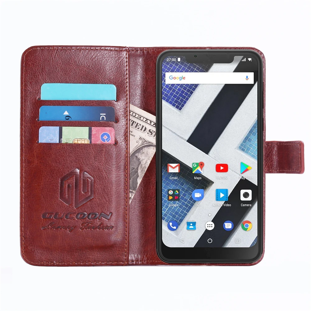Классический чехол-бумажник GUCOON для Archos Core 62 S, винтажный Чехол-книжка из искусственной кожи для BQ 6040L, волшебная модная сумка для телефона