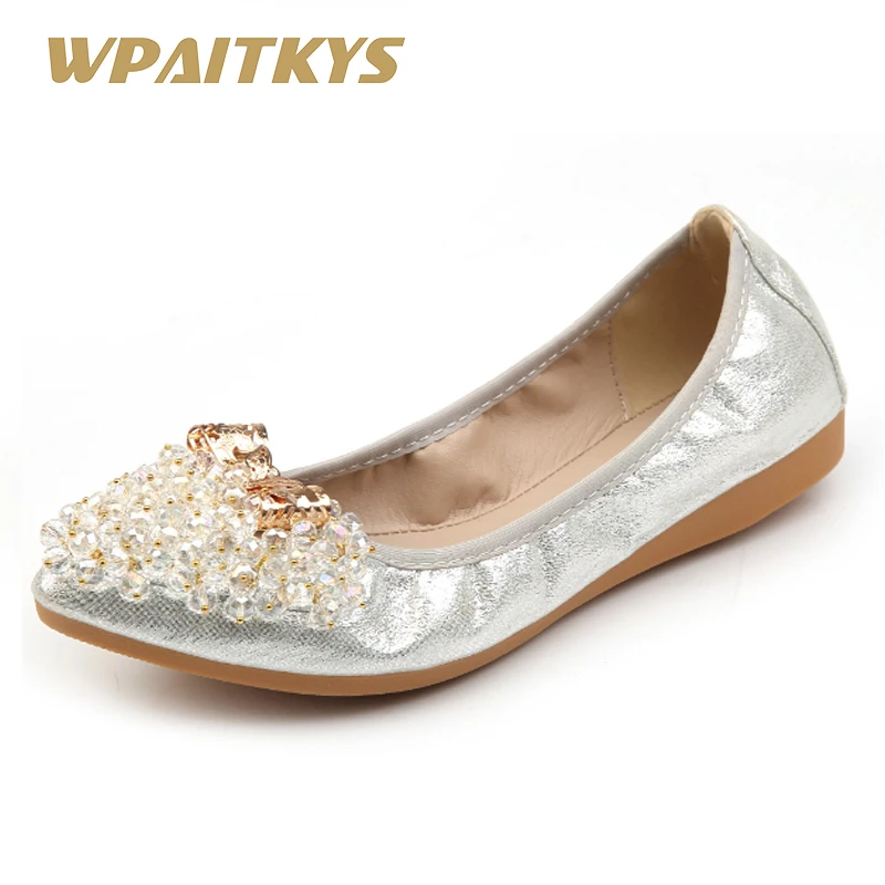 Женская обувь на плоской подошве со стразами цвет черный золотой серебряный