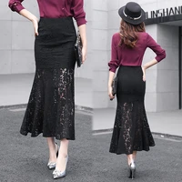 free shipping 2021 slim high waist long maxi lace flower skirts for women plus size s 2xl mermaid style skirts spring and summer