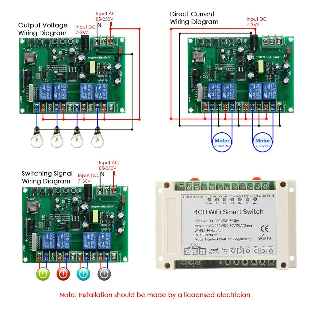 AC DC Wifi переключатель умный дом автоматизация 4 банды приложение дистанционное