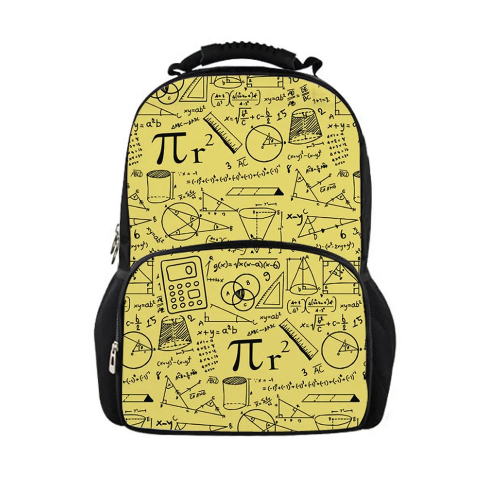 Рюкзак мужской школьный вместительный с математическим принтом для мальчиков 2019