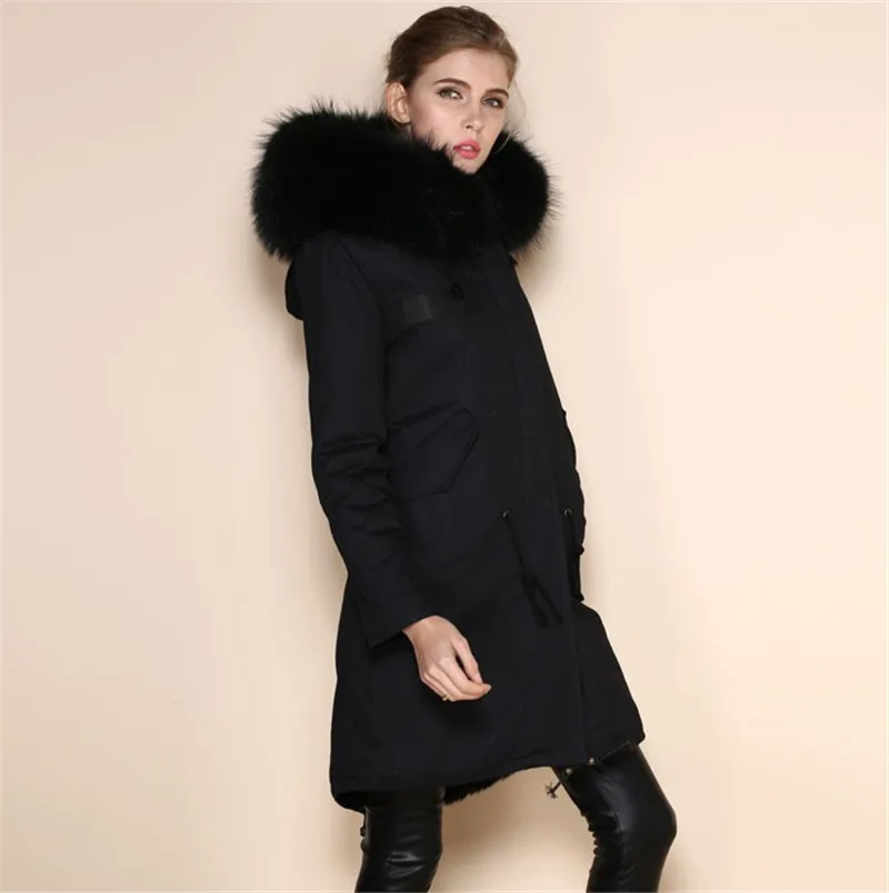Модная черная парка из искусственного меха Женская нейтральная зимние пальто с