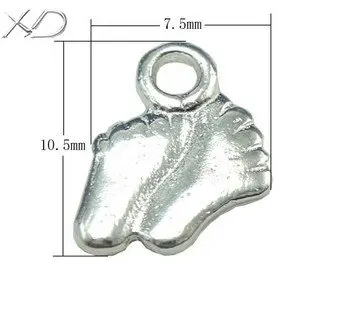 Pure 925 Silver Charms 5pcs/lot Solid 925 Fine jewelry Pendant feet shape 7.5*10.5mm For Jewelry Making