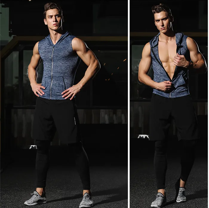 Новинка 2019 мужские спортивные комплекты для бега Быстросохнущий Спортивный