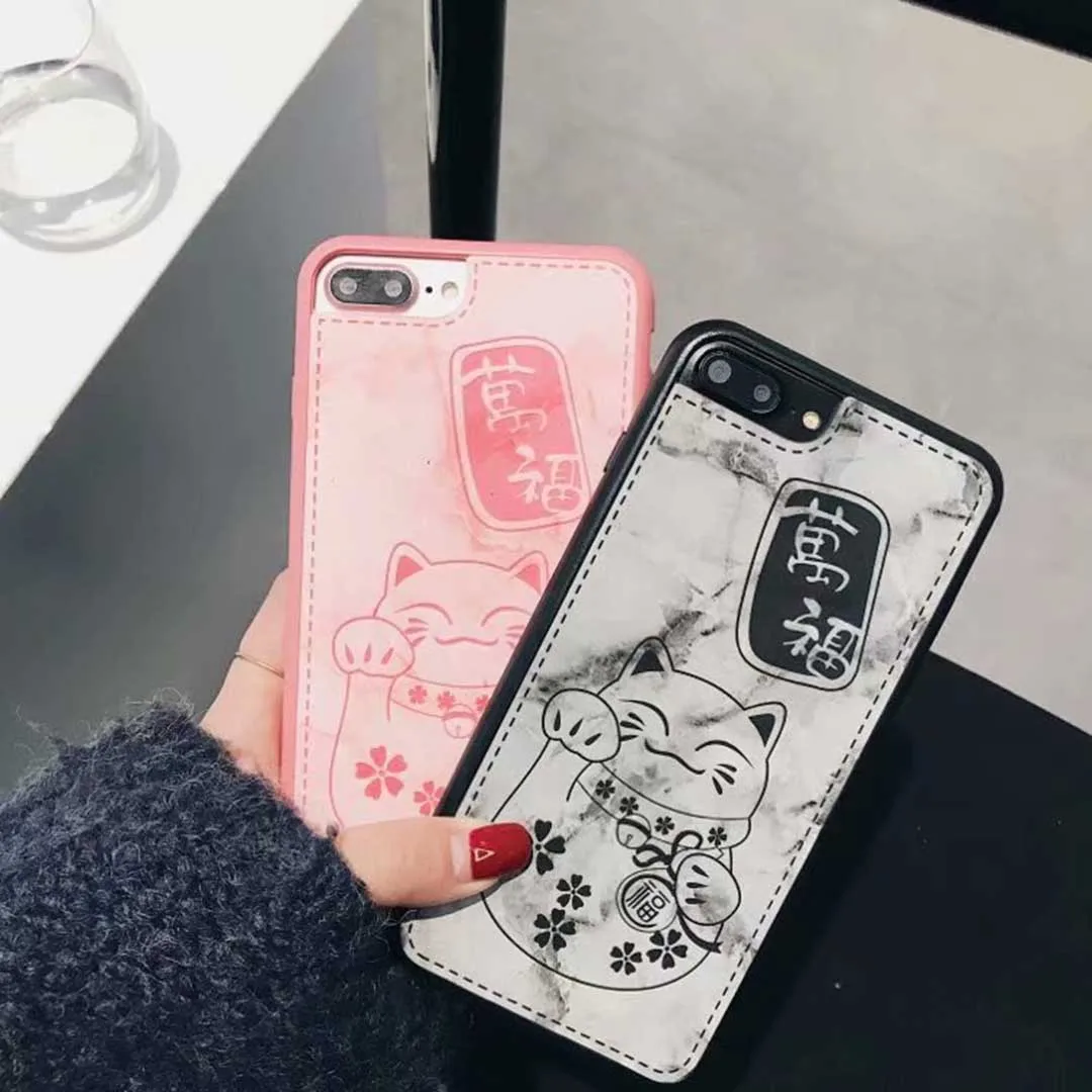Милый 3D мультфильм Кот приносящий удачу Телефон чехол для iPhone 7 plus 6 8 X Прекрасный