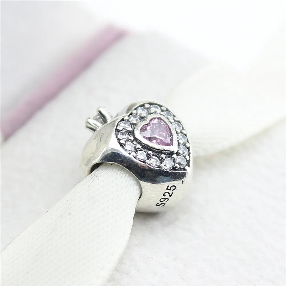 100% 925 Sterling Pink crown Charm beads with Crystal Fit Original Pan Bracelet Pendants For Women DIY Jewelry PS017 | Украшения и