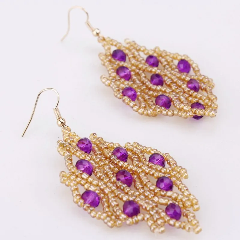 4 UJewelry 100% большие серьги ручной работы белого и фиолетового цвета ювелирные