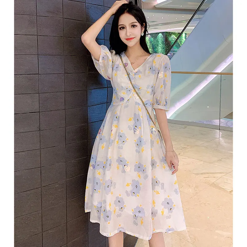 Подружки 2019 летняя новая женская одежда французский сладкий темперамент блесток