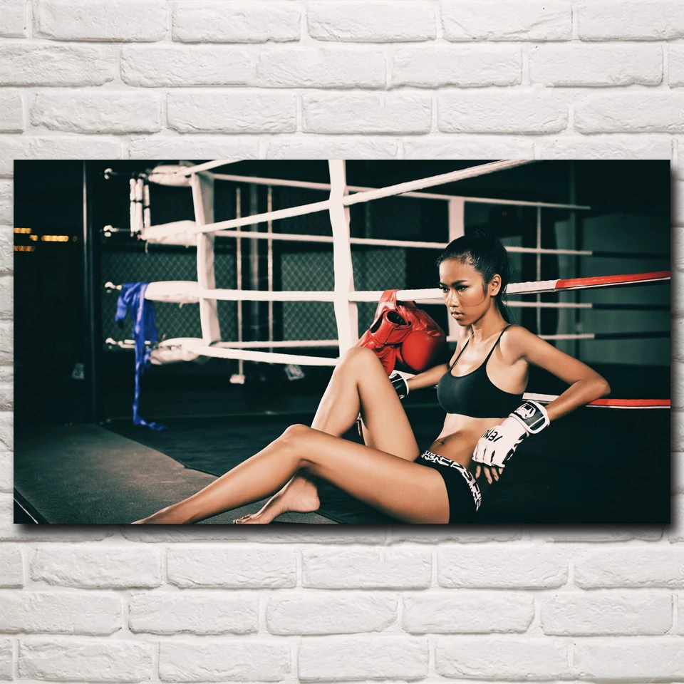 

FOOCAME Bodybuilding Fitness Model Boxing Wall Painting Modern Art Silk Quote Posters and Prints Gym Room Decoration Pictures