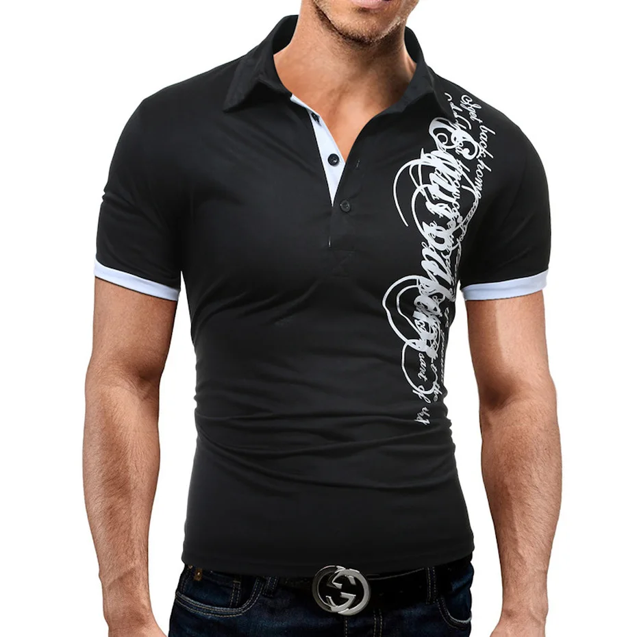 Мужская хлопковая футболка-поло ZOGAA повседневная рубашка с круглым вырезом и