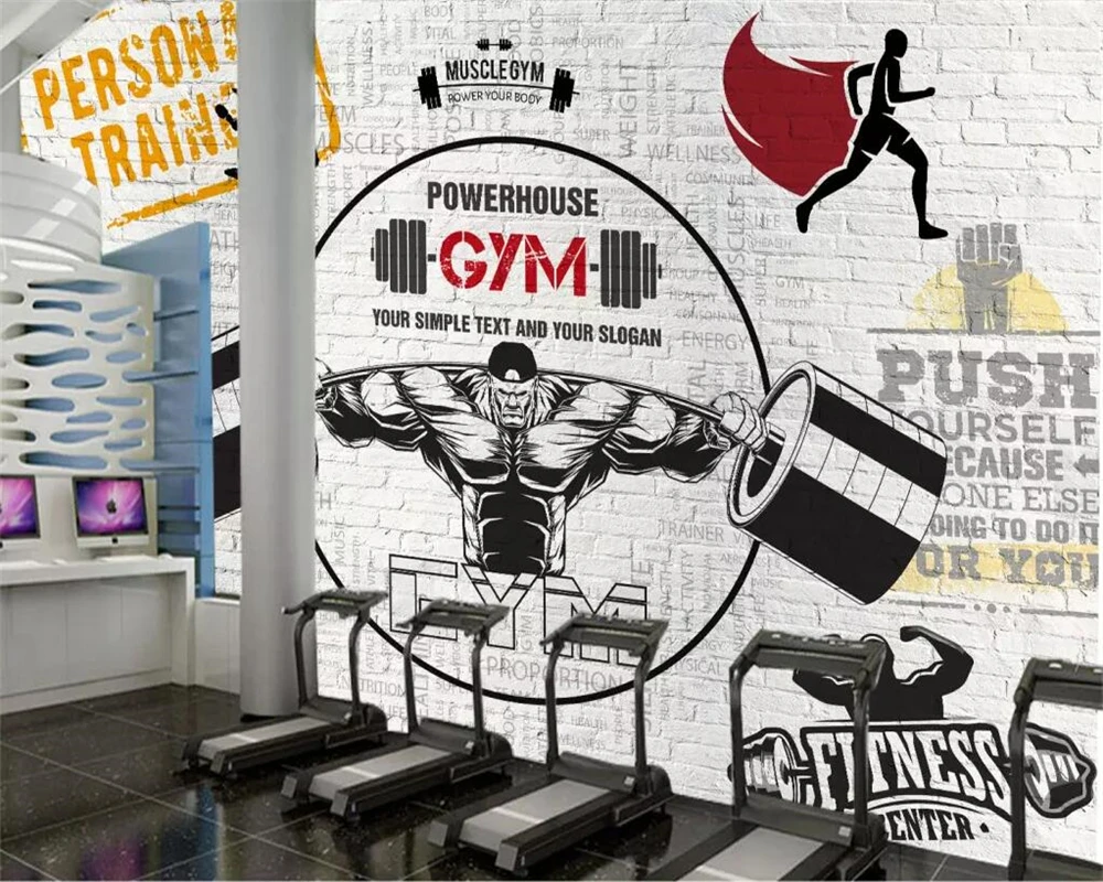 Обои на заказ обои для спорта фитнеса клуба фотообои белая кирпичная стена