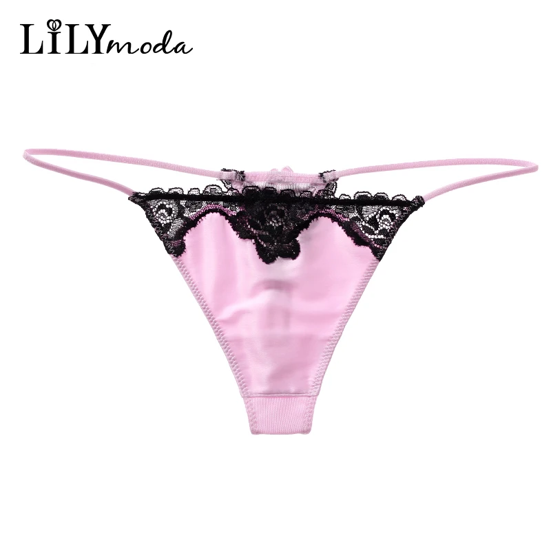 Lilymoda, новинка, сексуальные кружевные трусики-стринги с цветочным рисунком, женские бесшовные трусики-стринги с Т-образной спинкой, женское нижнее белье, нижнее белье, 10 цветов - Цвет: Pink