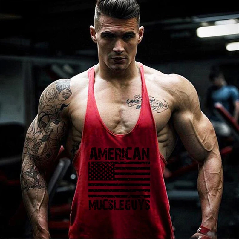 Мужские майки Muscleguys из Летний жилет без рукавов хлопка для занятий спортом