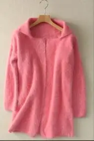 sweater women invierno winter clothes women natural mink cashmere cardigan pink cashmere spring autumn sweater wsr637 - Цвет: pink