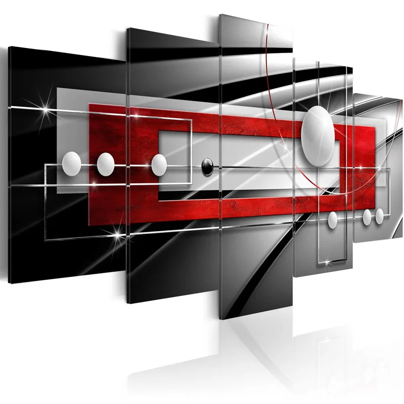 

5 Pieces Painting Wall Art Abstract exquisite background and black and white beads Home Decoratives Paintings Framed PJMT- (17)