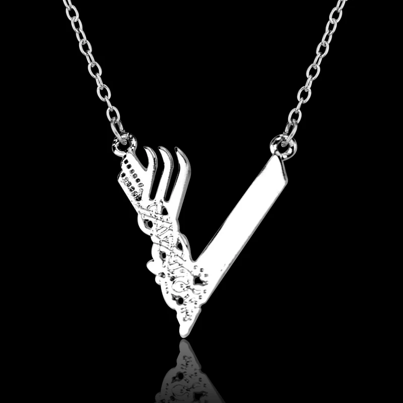 silver Thor Jewelry ТВ серии Викинги ожерелье с логотипом Викинги "V" подвеска с логотипом брелок Ragnar Lodbrok для мужчин и женщин подарок на день рождения - Окраска металла: silver