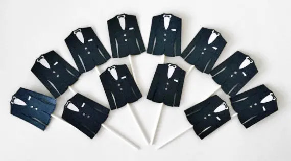 

Black groom Suit Cupcake toppers wedding bridal shower valentine's day party food picks Birthday baby baptism toothpick