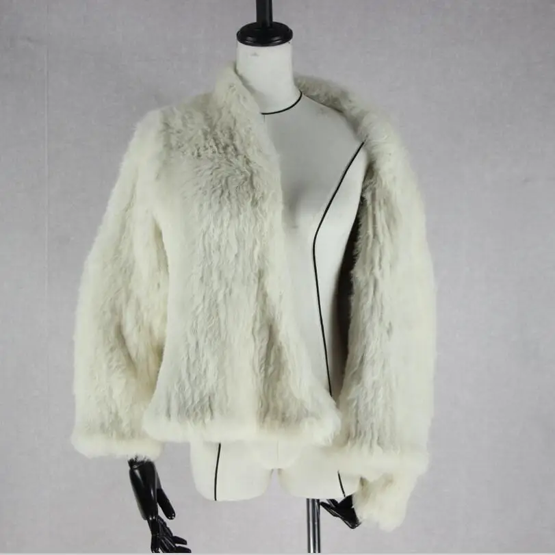 Knitted Rabbit Fur Jackets Cardigan Outwear Women Winter long rabbit fur fashion coat