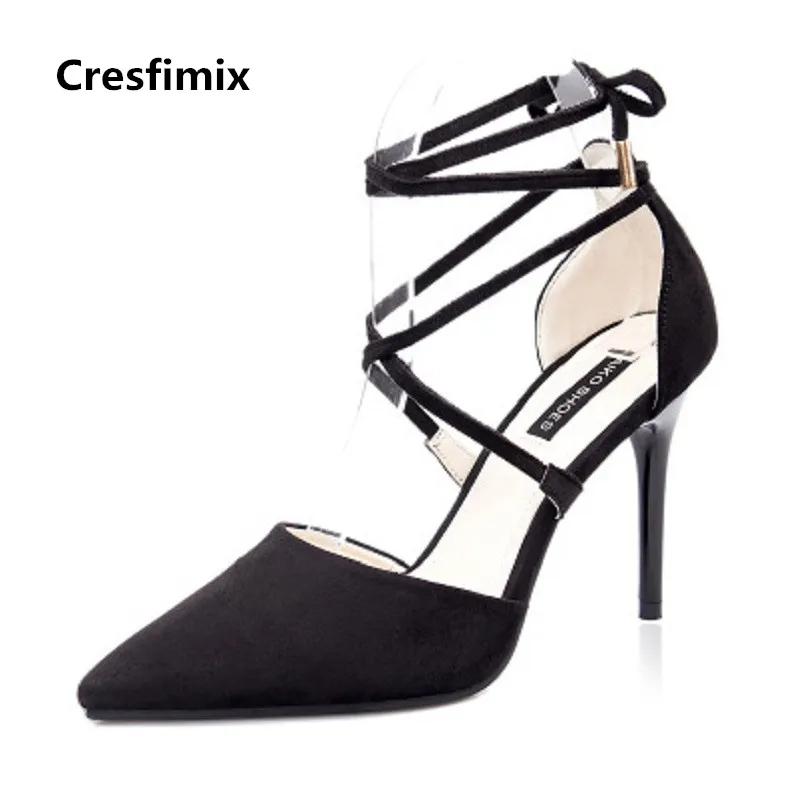 Cresfimix tacones altos Женская Удобная весенне летняя обувь на высоком каблуке с завязками