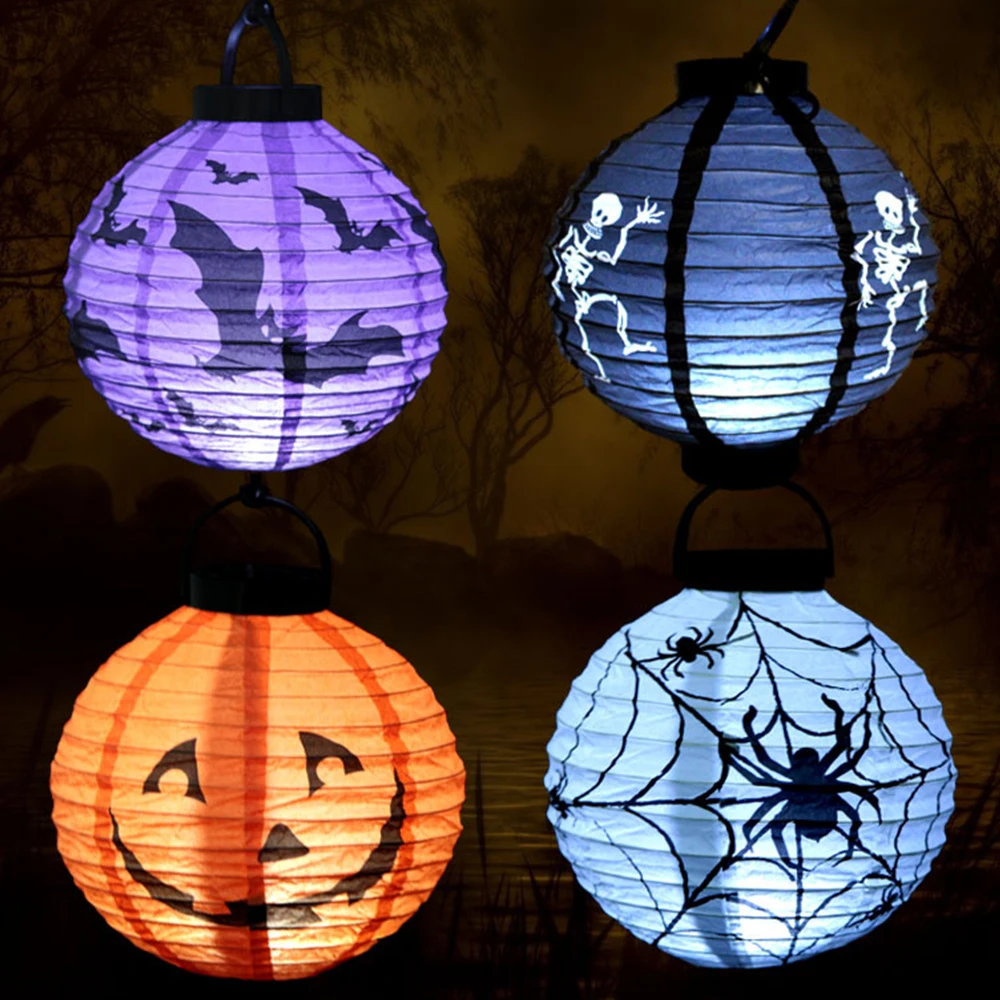 4 шт./лот LED тыква летучая мышь паук Скелет висящий Хэллоуин украшение подвесной