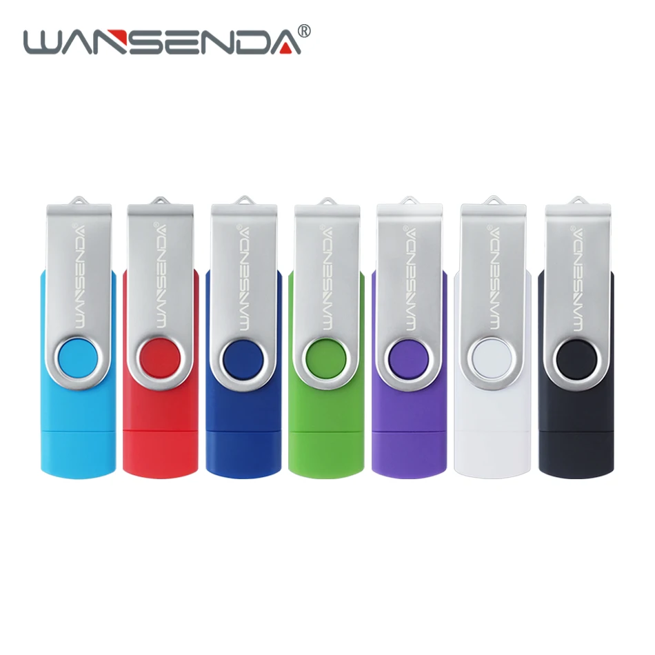WANSENDA OTG USB флэш накопитель 64 Гб 128 ГБ флеш 32 16 2 0 Внешний usb для Android 8 4 металлический u