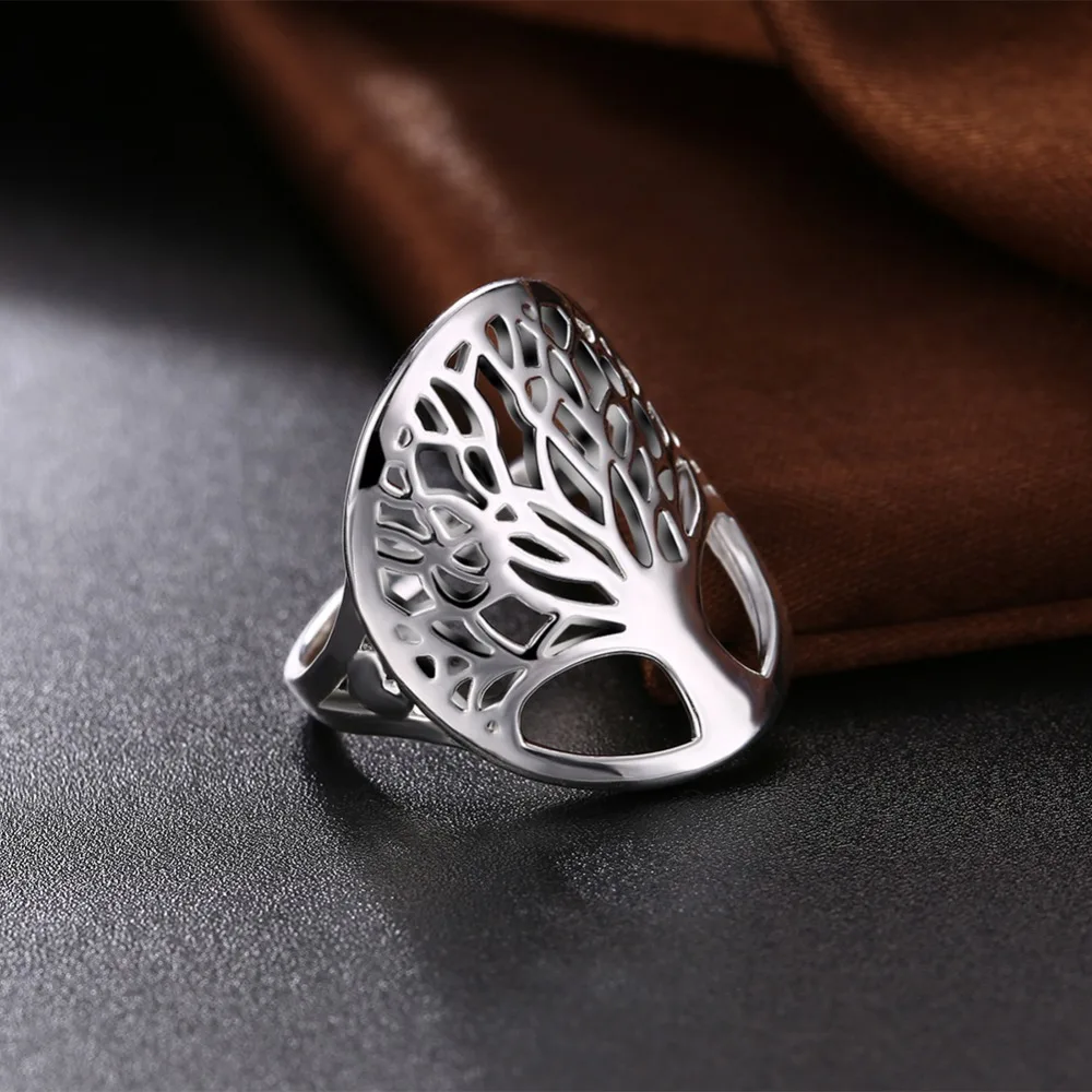 Beautiful silver tree of life ring hollow fashion noble women lady design gift men unisex cute R891 | Украшения и аксессуары