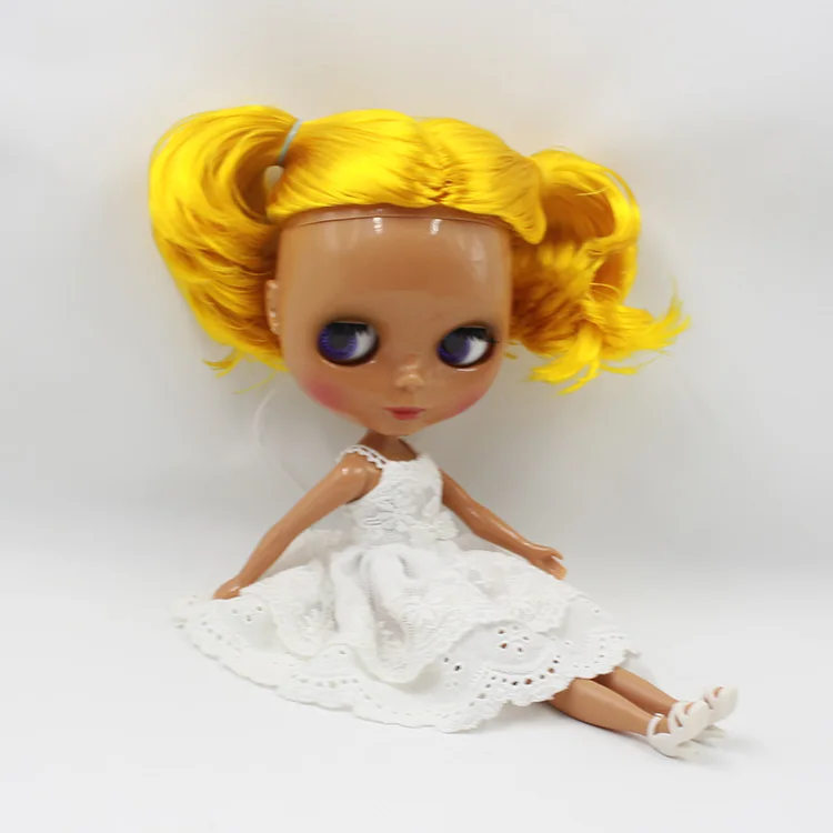 Бесплатная доставка желтая короткая кукла для волос|blythe nude doll|nude dollhair blythe |