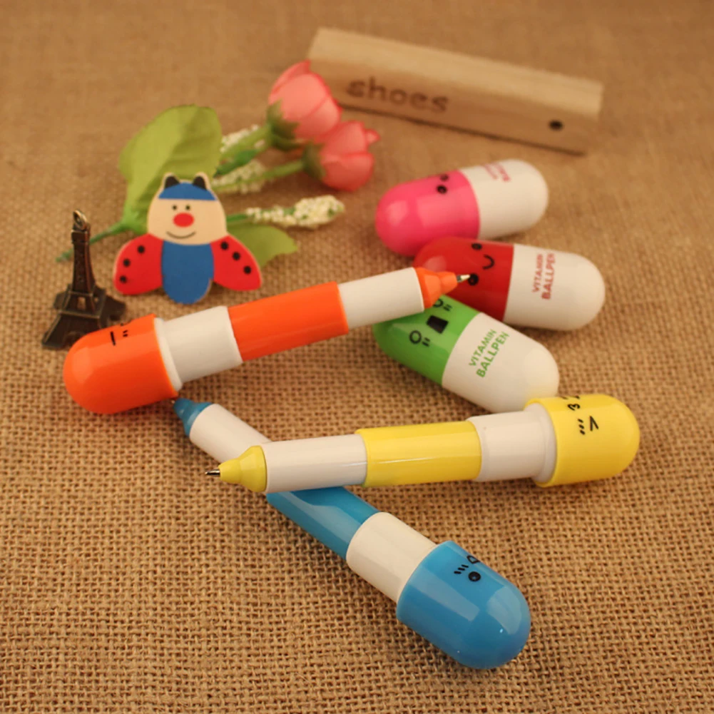 Симпатичные капсула Каваий таблетки шариковые ручки Регулируемая Шариковая