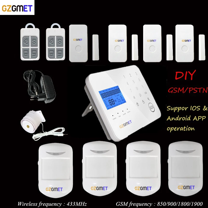 Беспроводная домашняя сигнализация GZGMET с поддержкой GSM 433 | AliExpress