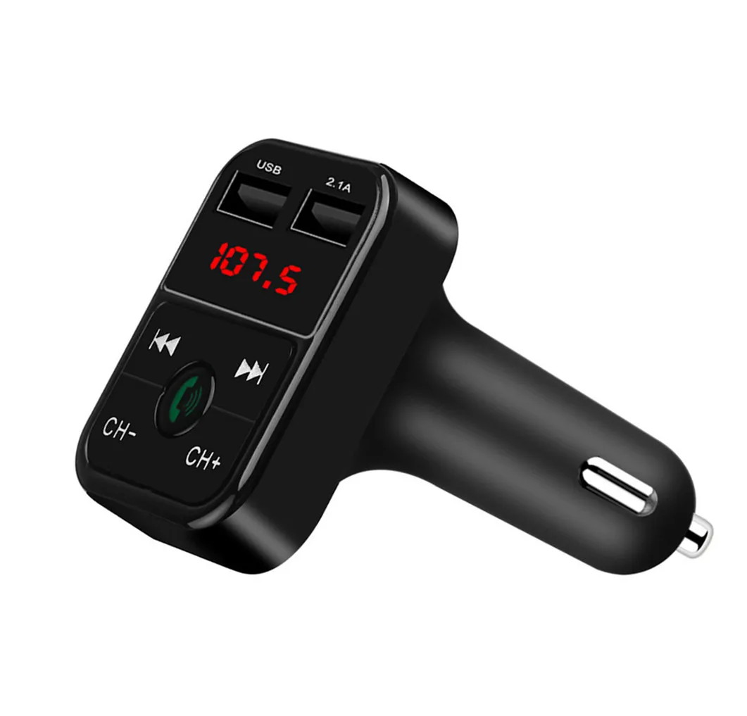 black Беспроводной fm-передатчик Bluetooth 4,2 Handsfree автомобильный комплект MP3 плеер TF карта U диск AUX с микрофоном 2.1A двойной USB зарядное устройство - Название цвета: black