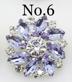 No.6 Violet LKERAN 28 мм 1 шт. модные стразы кристаллы пуговицы цветок хвостовик Кнопка DIY серебро Металл Швейные декоративные аксессуары для одежды - Цвет: No.6 Violet