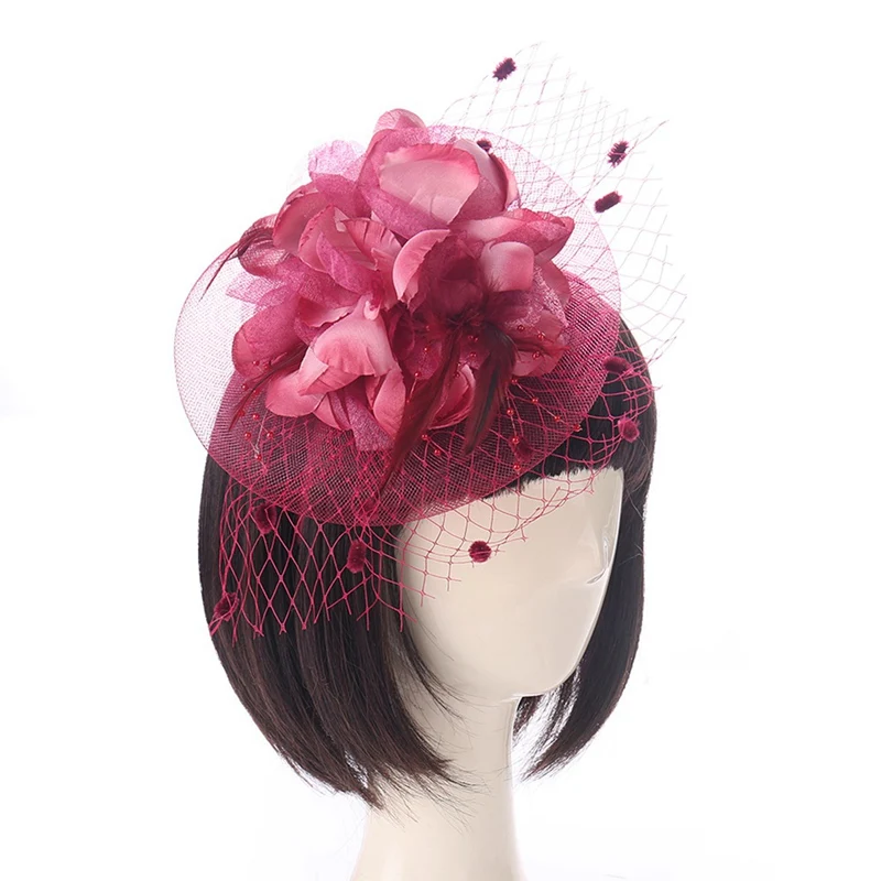 Ladies Royal Fascinators Wedding Races Sinamay Cocktail Fascinator Women Linen Feather Hat Party Fedora Cap