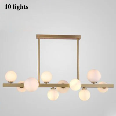 10 lights Скандинавские стеклянные бобы светодиодная люстра освещение блеск медная столовая СВЕТОДИОДНЫЕ подвесные люстры освещение фойе светодиодная Подвесная лампа - Цвет абажура: 10 lights