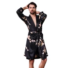 Халат-кимоно мужской из искусственного шелка, Ночнушка с длинным рукавом и принтом дракона, ночная рубашка, пижама, халаты, размеры 3XL, 4XL, 5XL