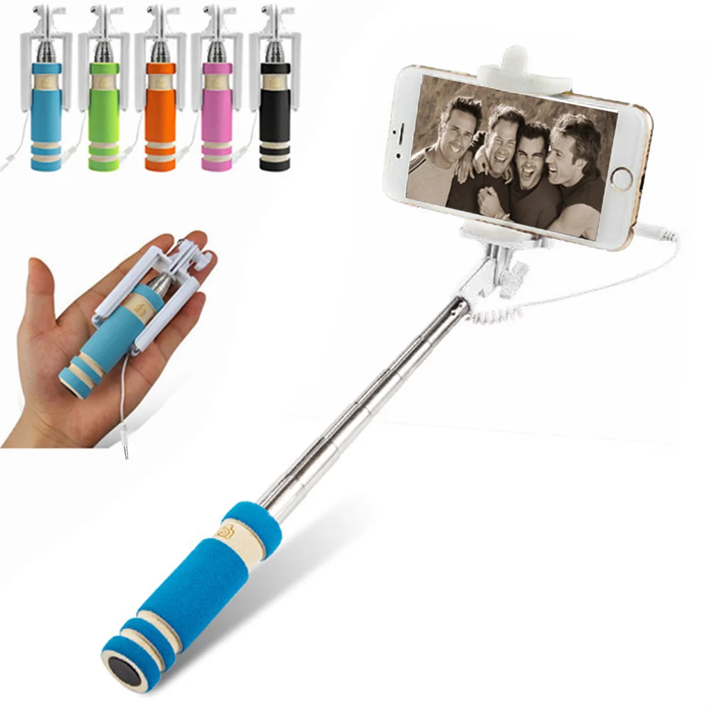 Мини Универсальный Регулируемый ручной селфи Палка с проводным управлением