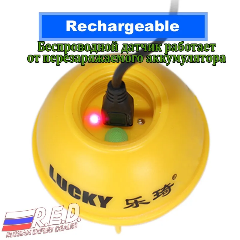 lucky FFW718 LA датчик работает от встроенного аккумулятора диапазон работы до 120 метров глубина сканирования до 45 м меню на Русском по России от 2 дней эхолот эхолот для рыбалки fish finder