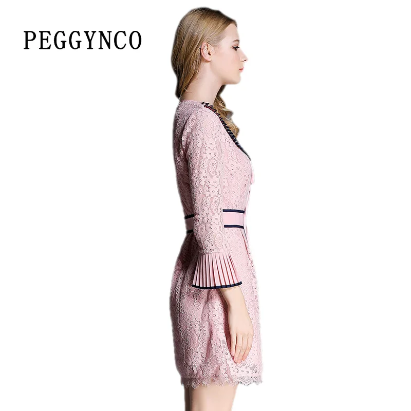 Весна Повседневное кружевное платье с длинными рукавами запястья рукава