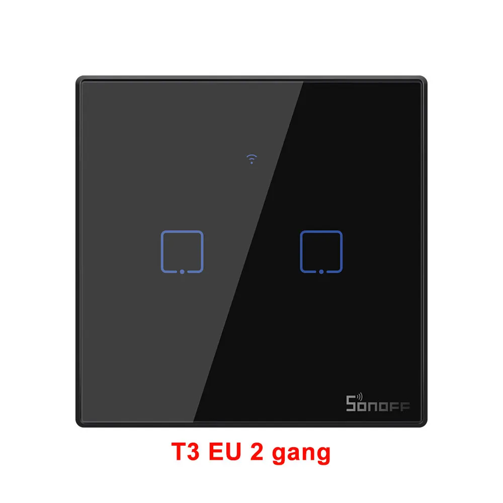Sonoff T3 EU 2 gang Itead Sonoff T3EU 86 Размеры переключатель Wi-Fi 1/2/3 серии TX 433 МГц RF Дистанционное управление с границы работает с Alexa Google Home - Комплект: Sonoff T3 EU 2 gang