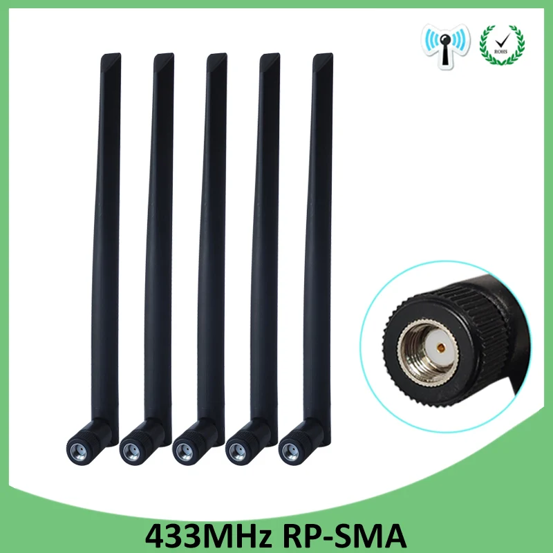 GRANDWISDOM 5pcs 433mhz antenna 5dbi sma female lora antene pbx iot module lorawan signal receiver antena high gain