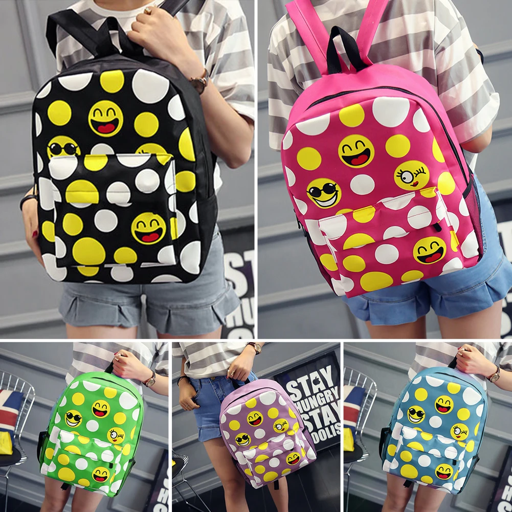 2017 Модный принт 3D рюкзак Эмодзи из оксфордской ткани с улыбающимся лицом, повседневные школьные сумки для подростковых девочек, милый путешественнический багаж.