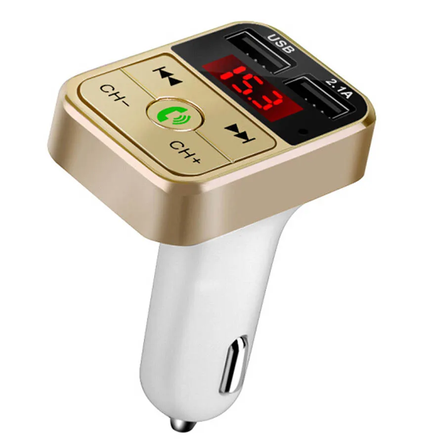 gold 5 V 2.1A Bluetooth Автомобильный fm-трансмиттер Handfree Автомобильный MP3 аудио плеер двойной 12 V USB Автомобильное Зарядное устройство Aux Порты и разъёмы Поддержка карты памяти и у Dis - Название цвета: gold